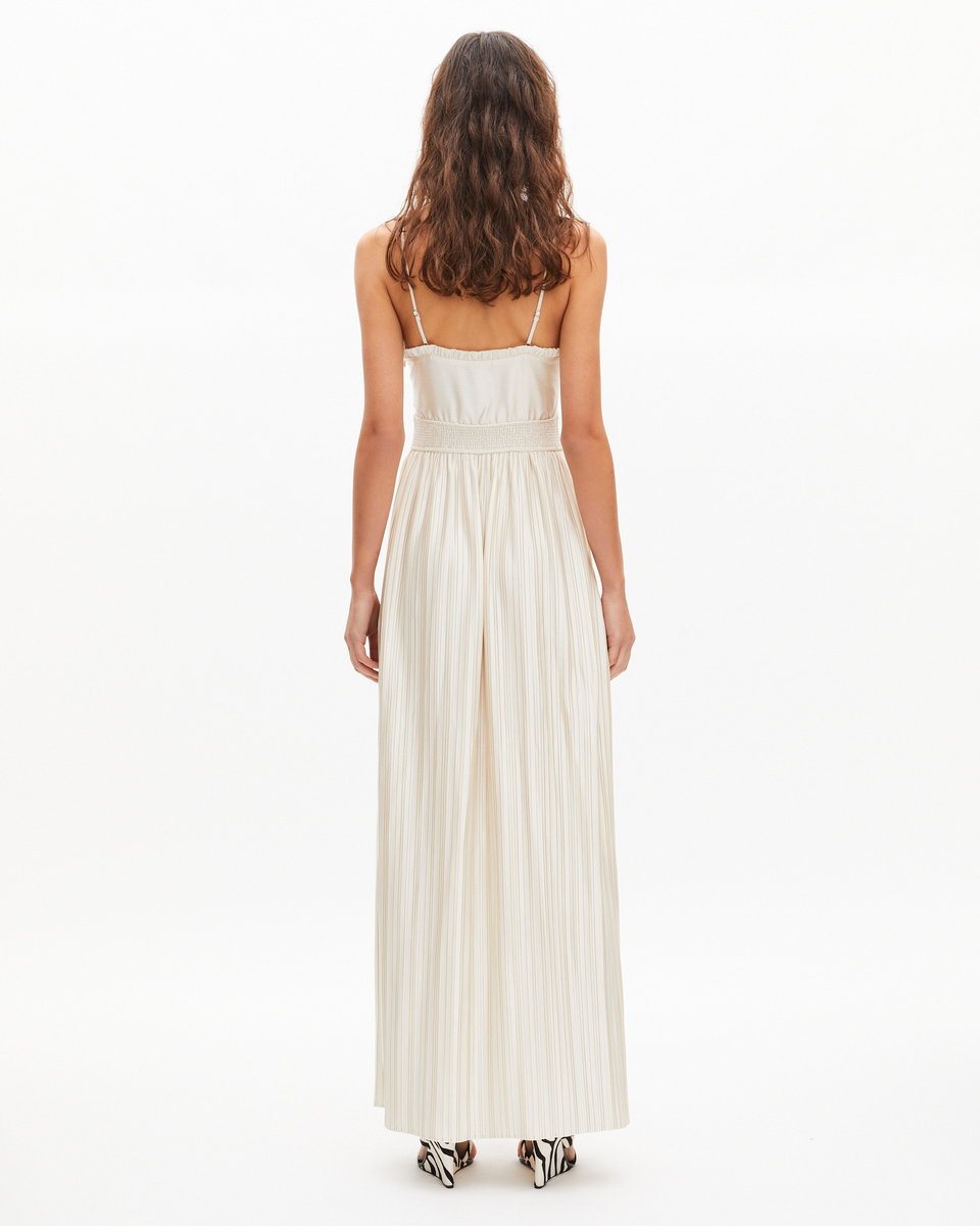 Off-white pleated maxi dress