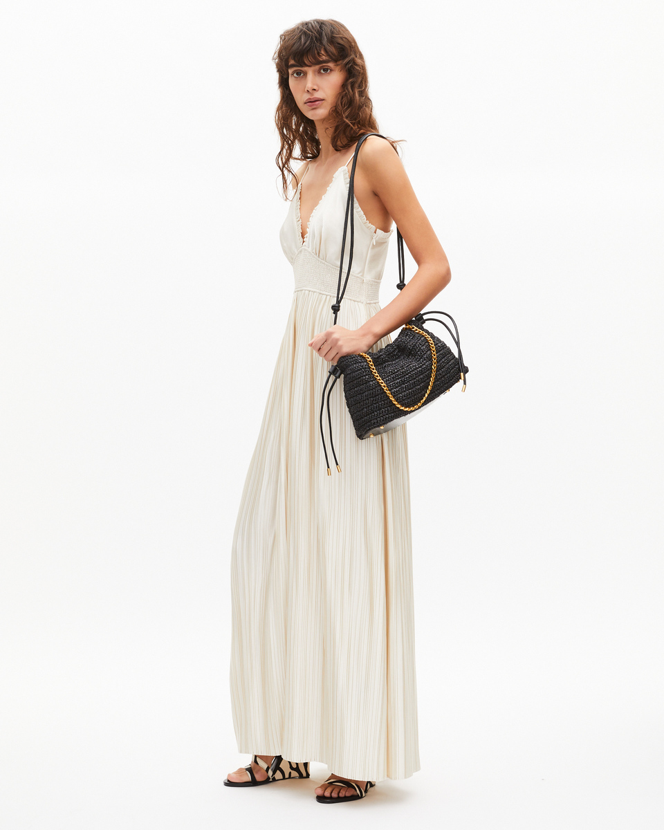 Off-white pleated maxi dress