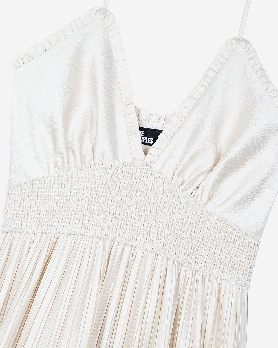 Off-white pleated maxi dress