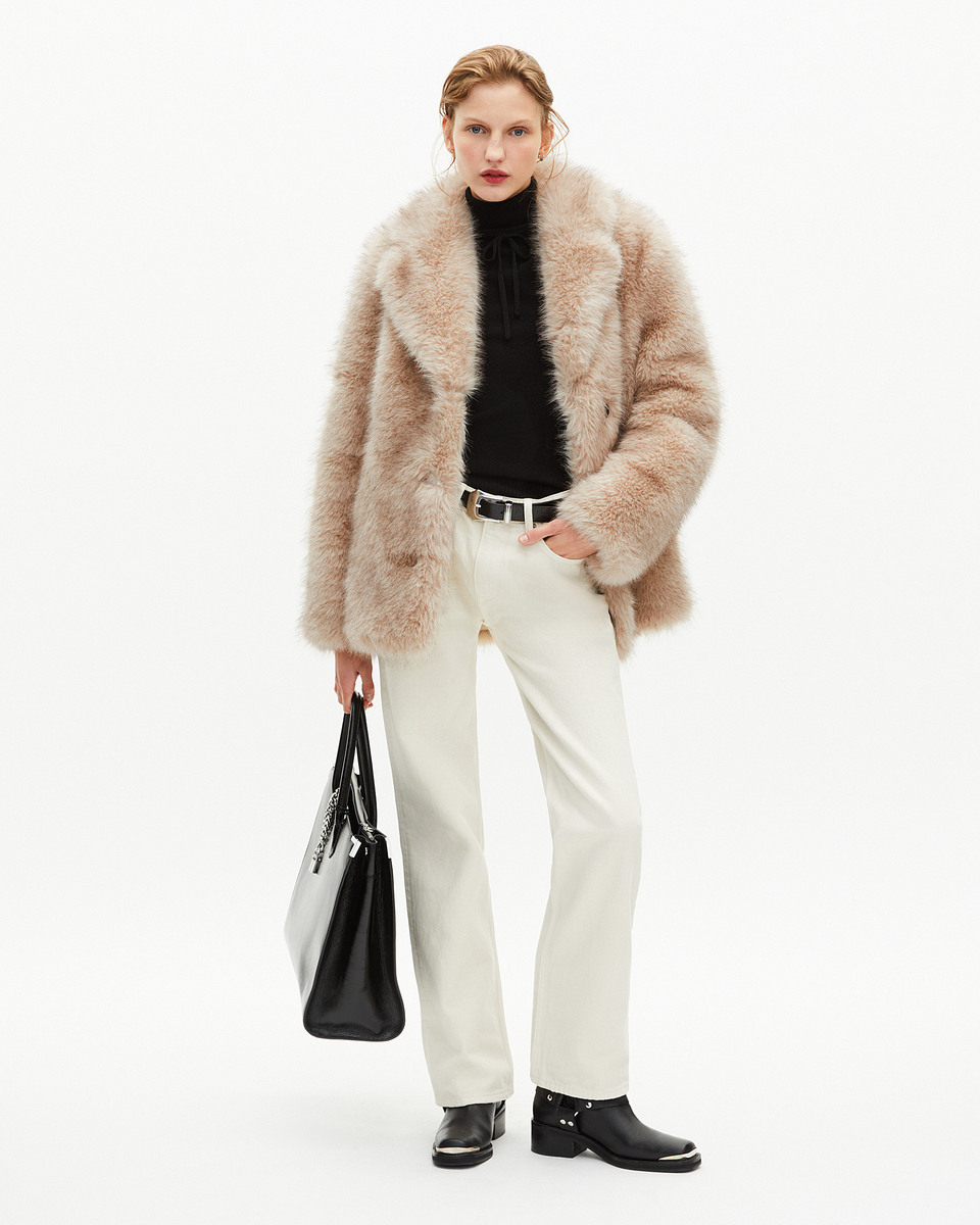 Beige fur-effect coat