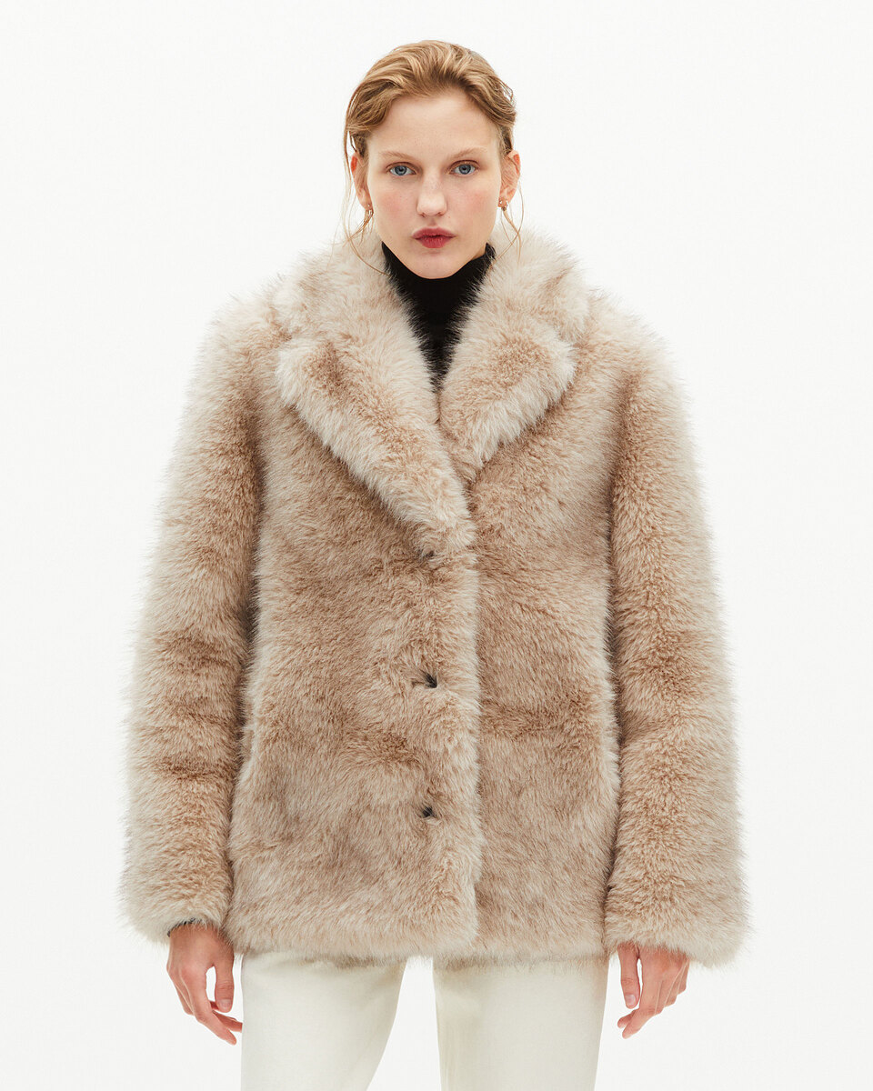 Beige fur-effect coat