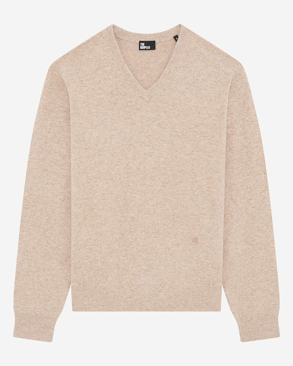 Beige cashmere V-neck sweater