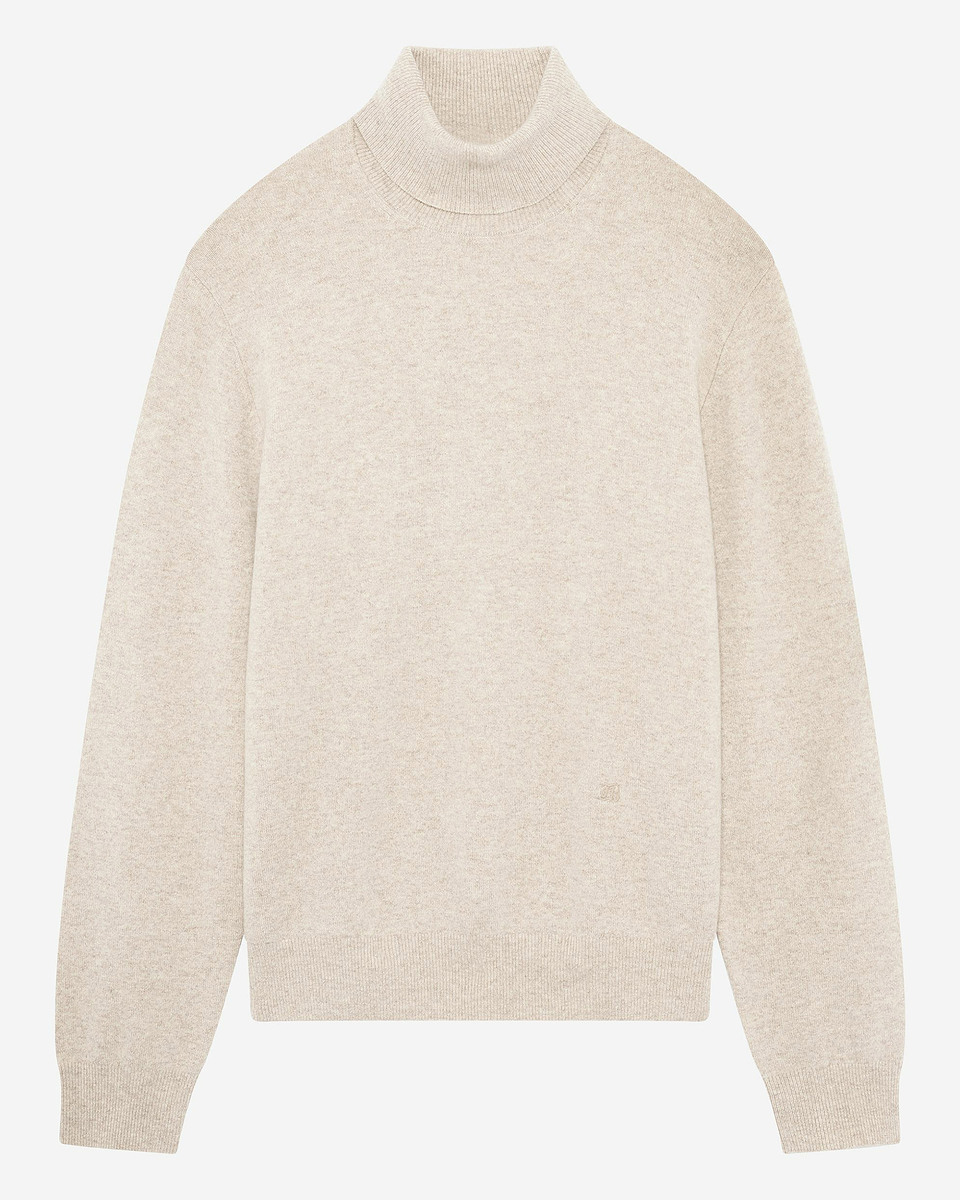 Beige cashmere turtleneck sweater