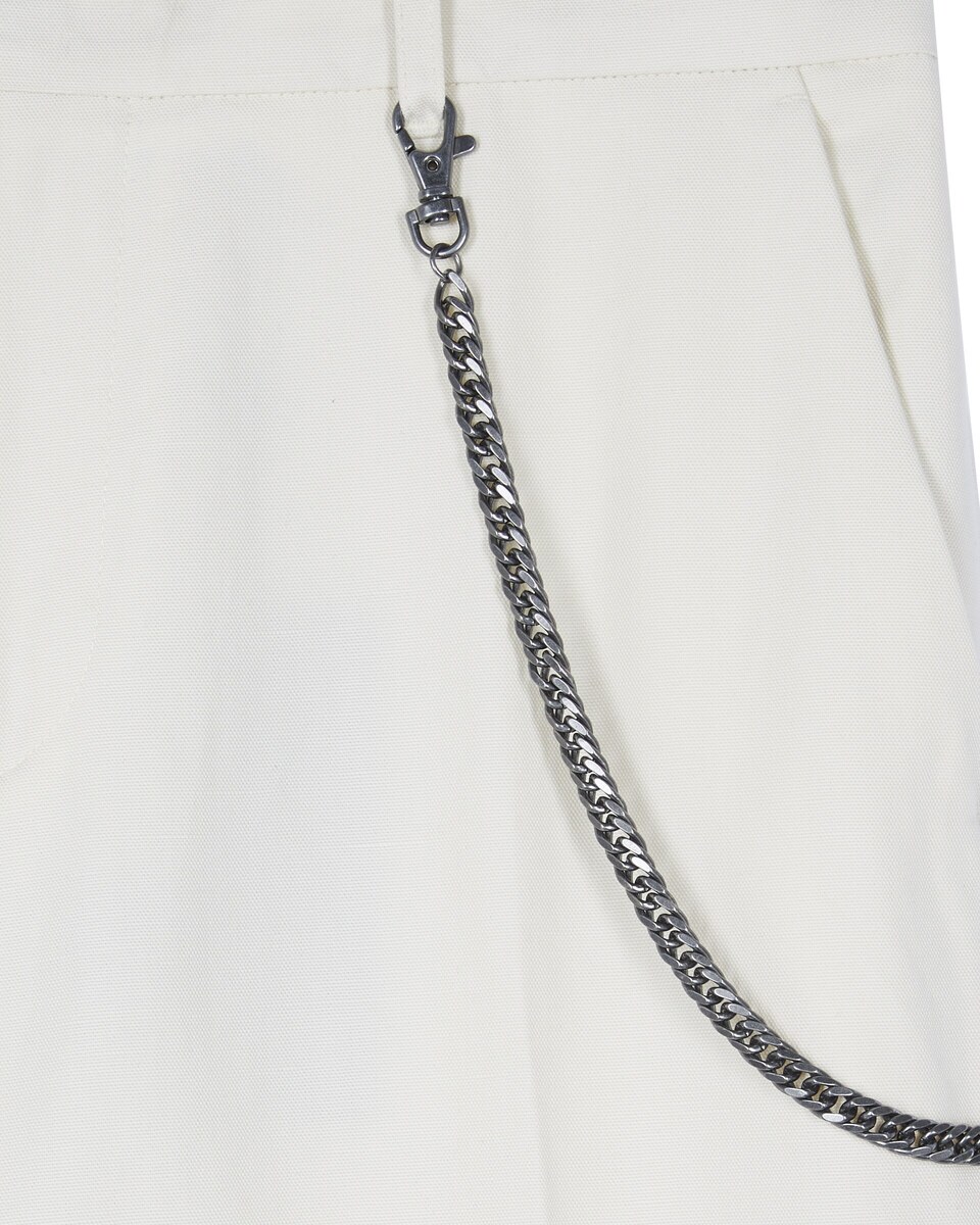 Beige wide-leg chain pants