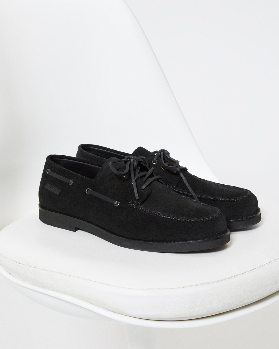 Black suede loafers