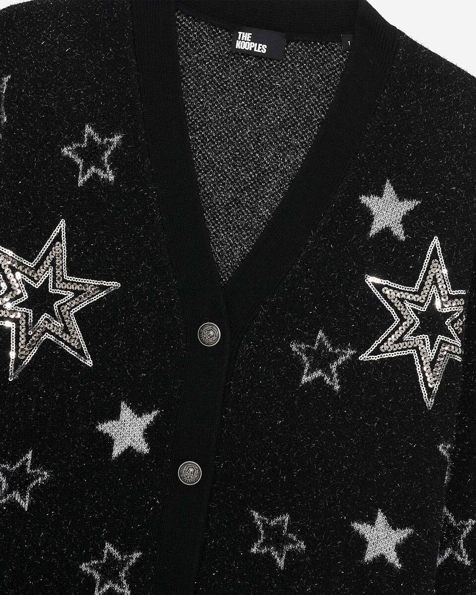Black sequin star pattern wool cardigan