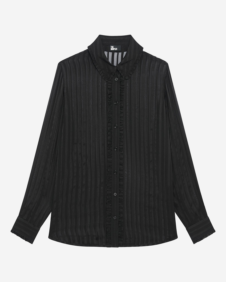 Black silk ruffled shirt