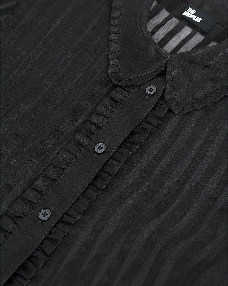 Black silk ruffled shirt