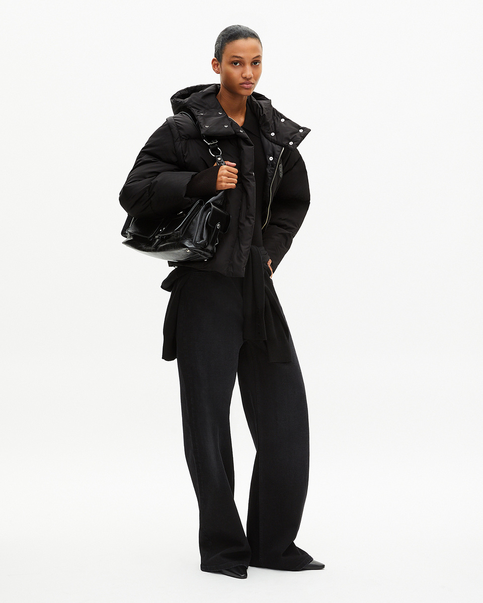 Black down jacket with removable sleeves