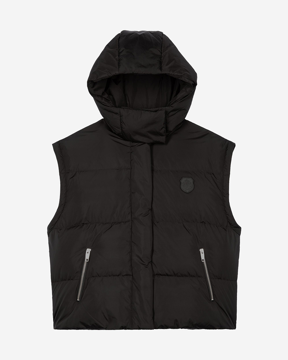 Black down jacket with removable sleeves