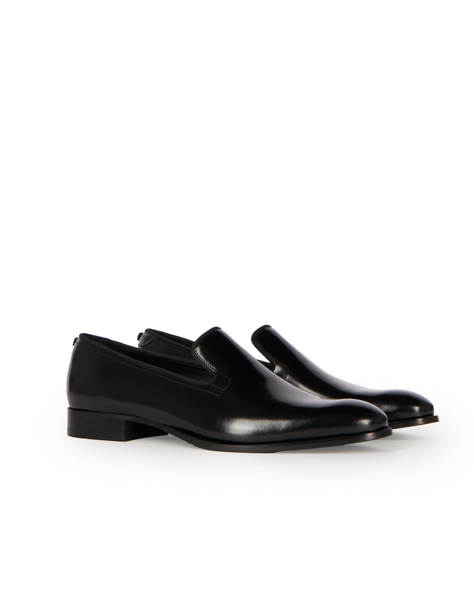Black shiny leather loafers