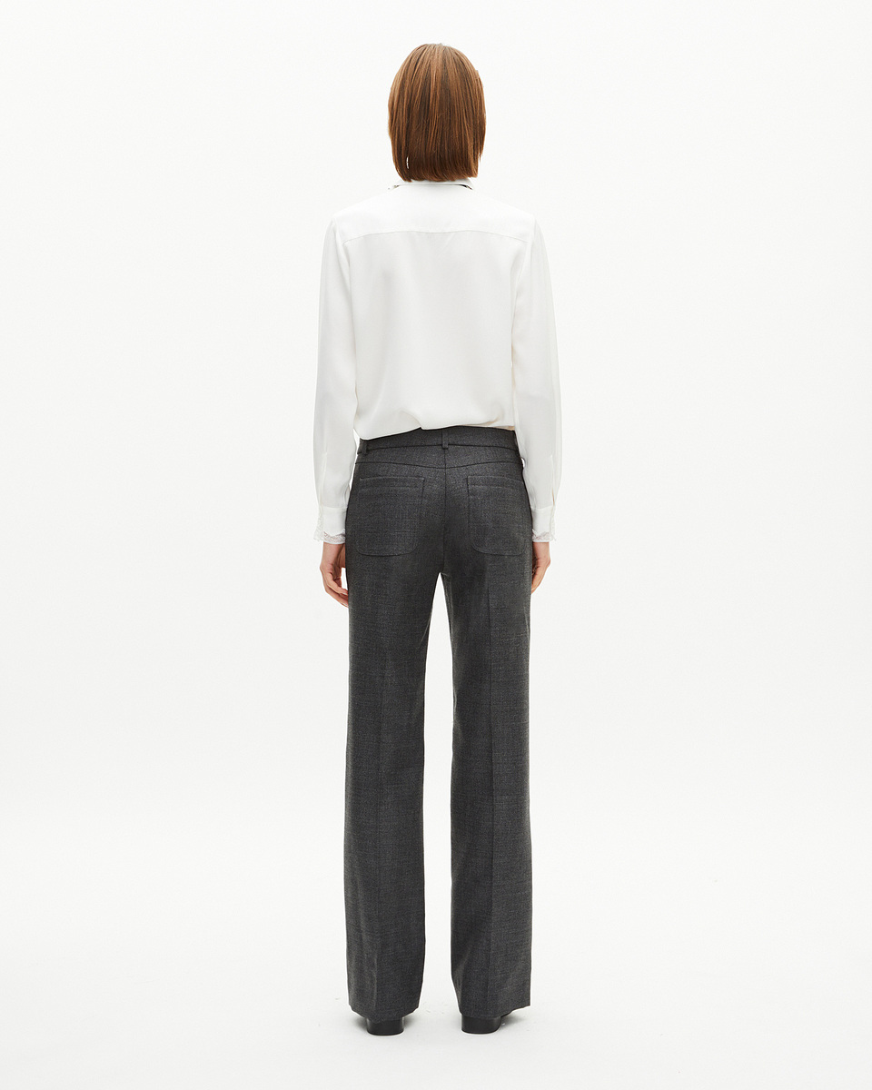 Dark grey wool bootcut pants