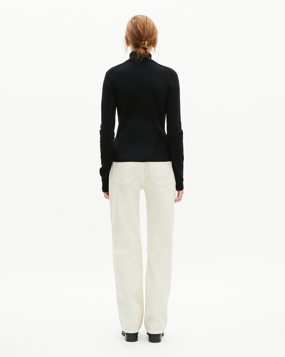 Black cashmere turtleneck sweater