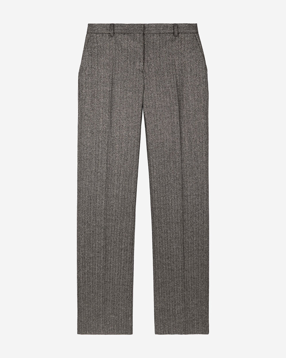 Gold and black lurex herringbone straight-leg pants