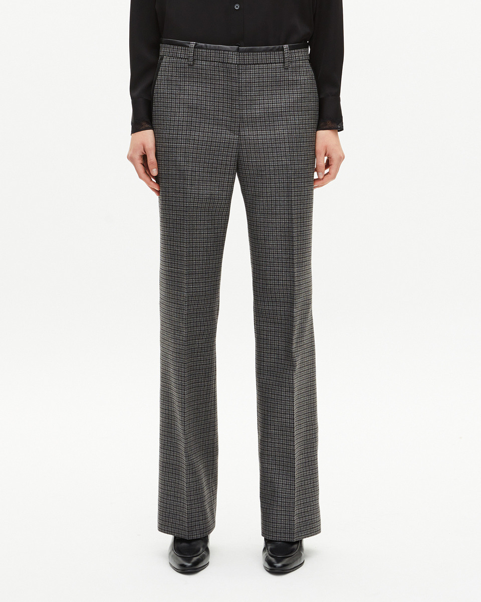 Black and grey straight-leg tailored pants