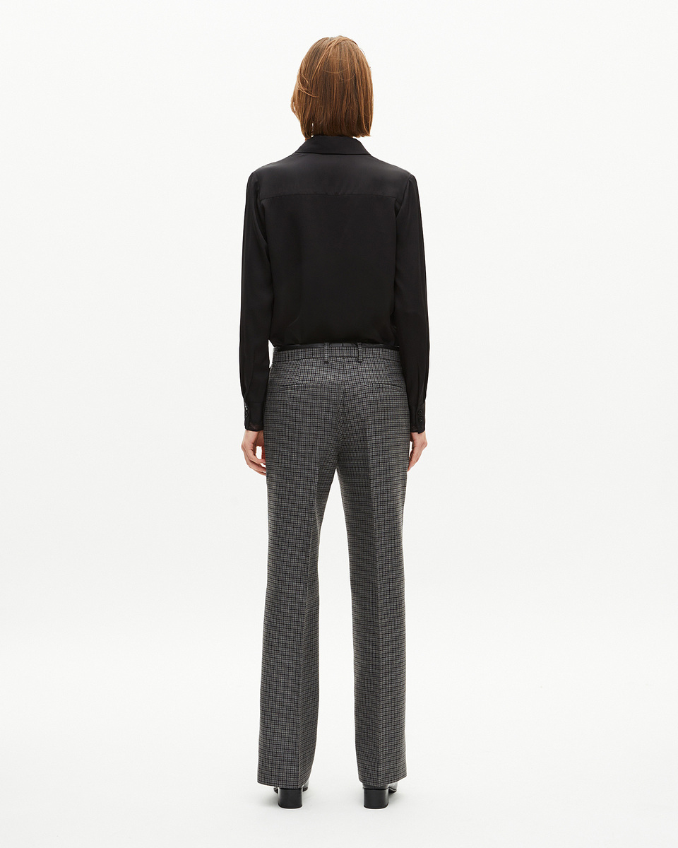 Black and grey straight-leg tailored pants
