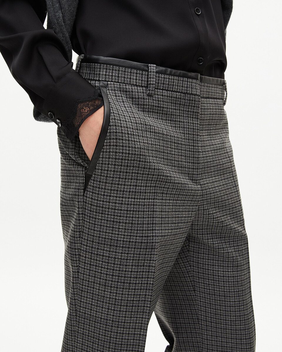 Black and grey straight-leg tailored pants