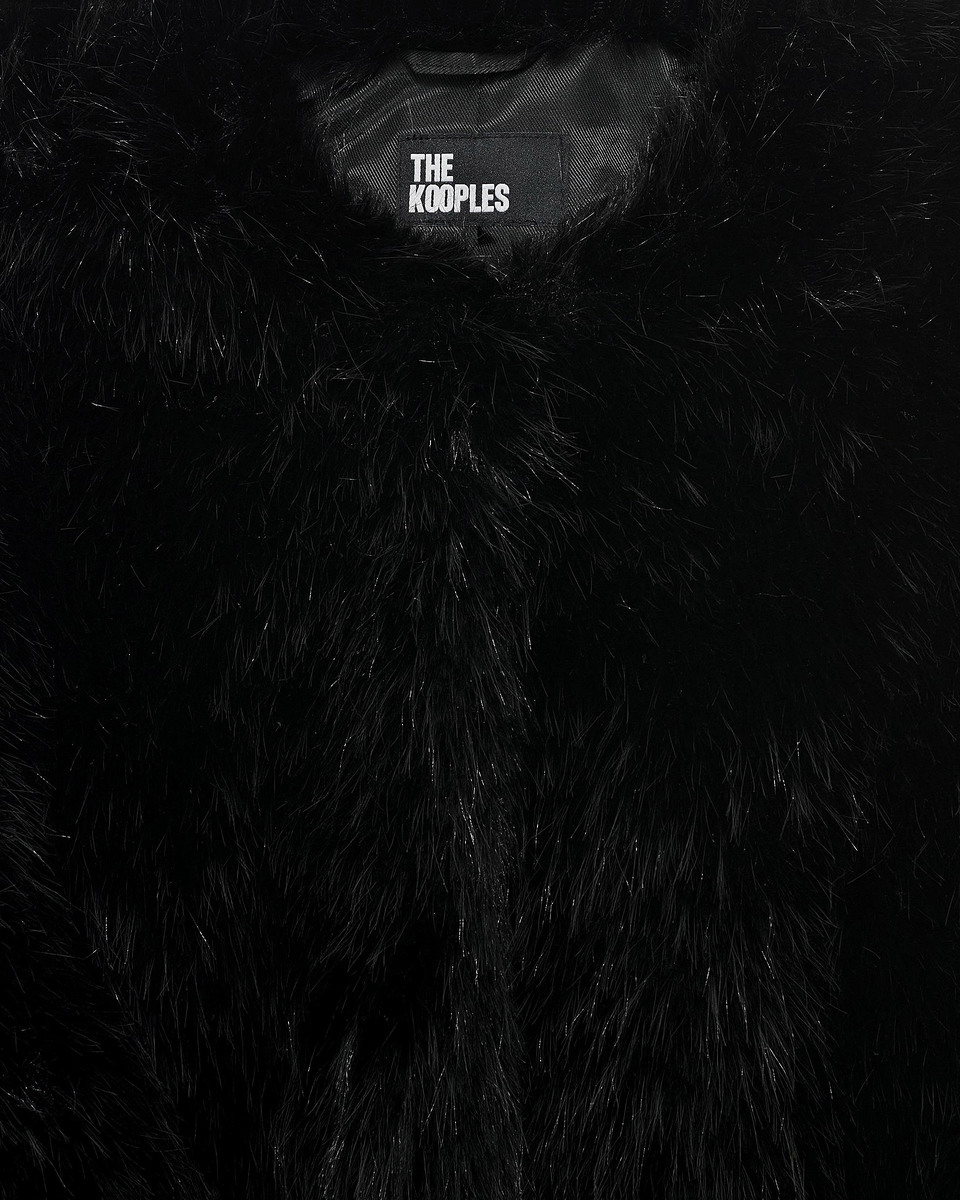 Black fur-effect short coat