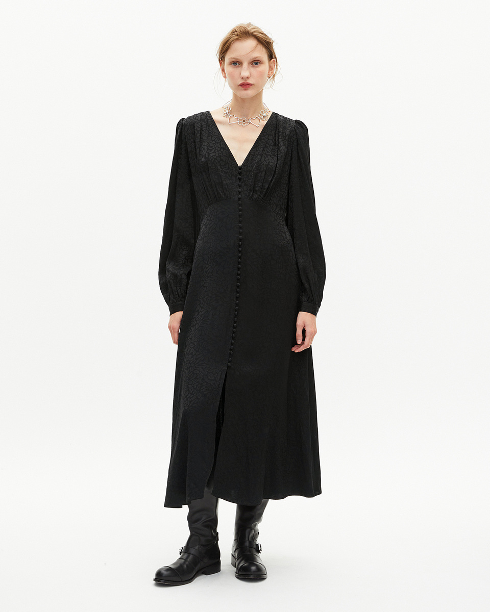 Black leopard jacquard maxi dress