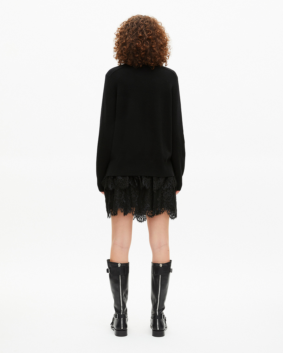 Black cashmere round-neck sweater