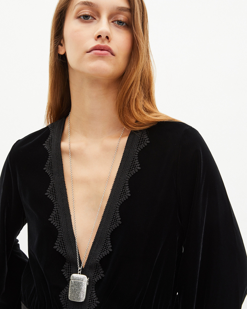 Short black velvet dress