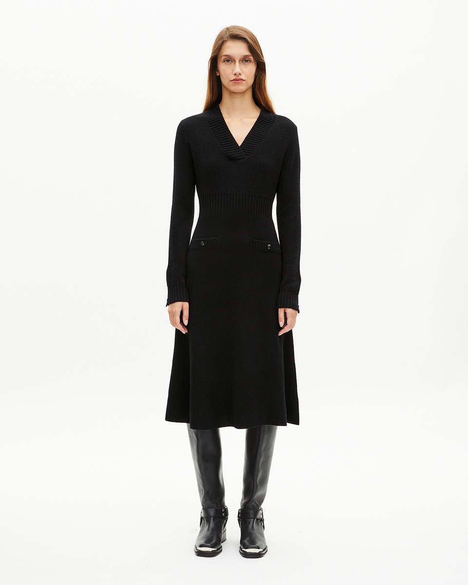 Black wool maxi dress