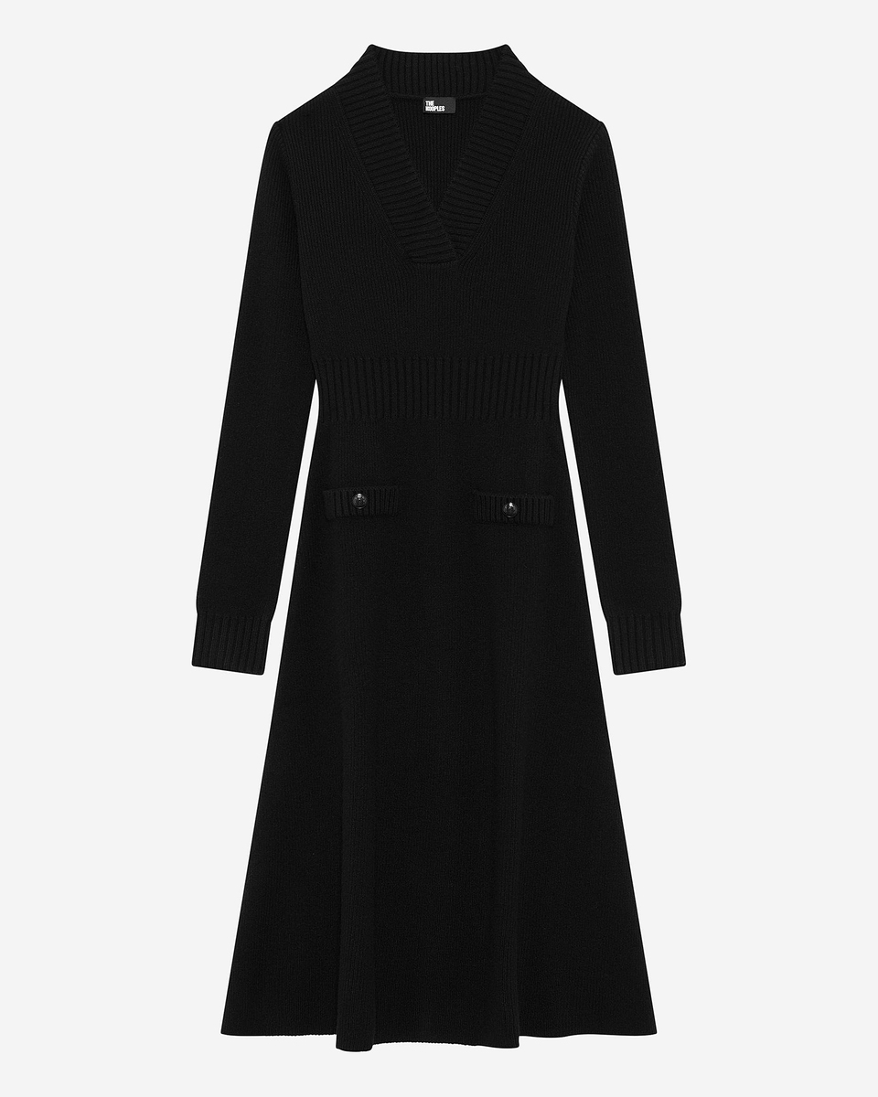 Black wool maxi dress