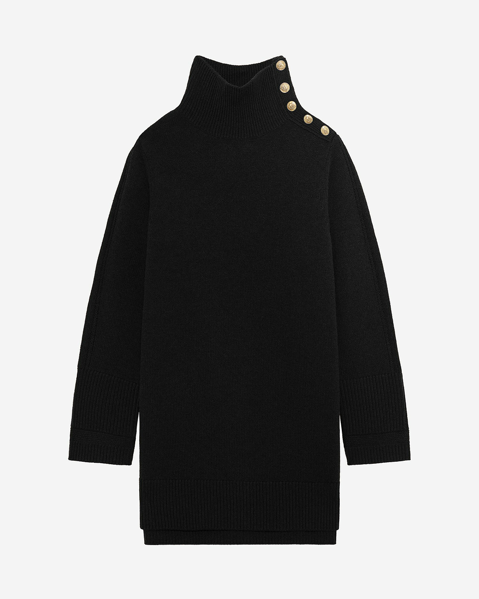 Short dress in black wool