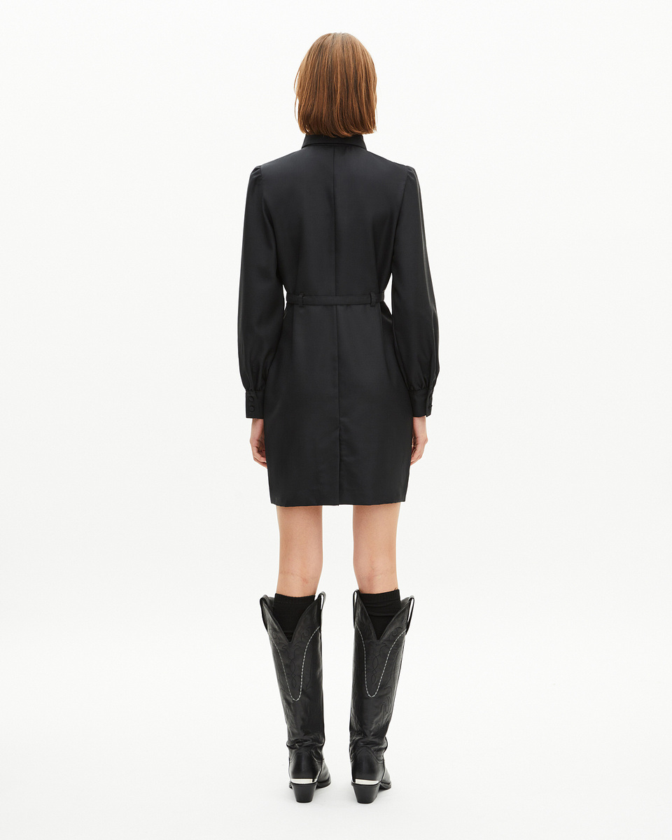 Short black wool-blend dress