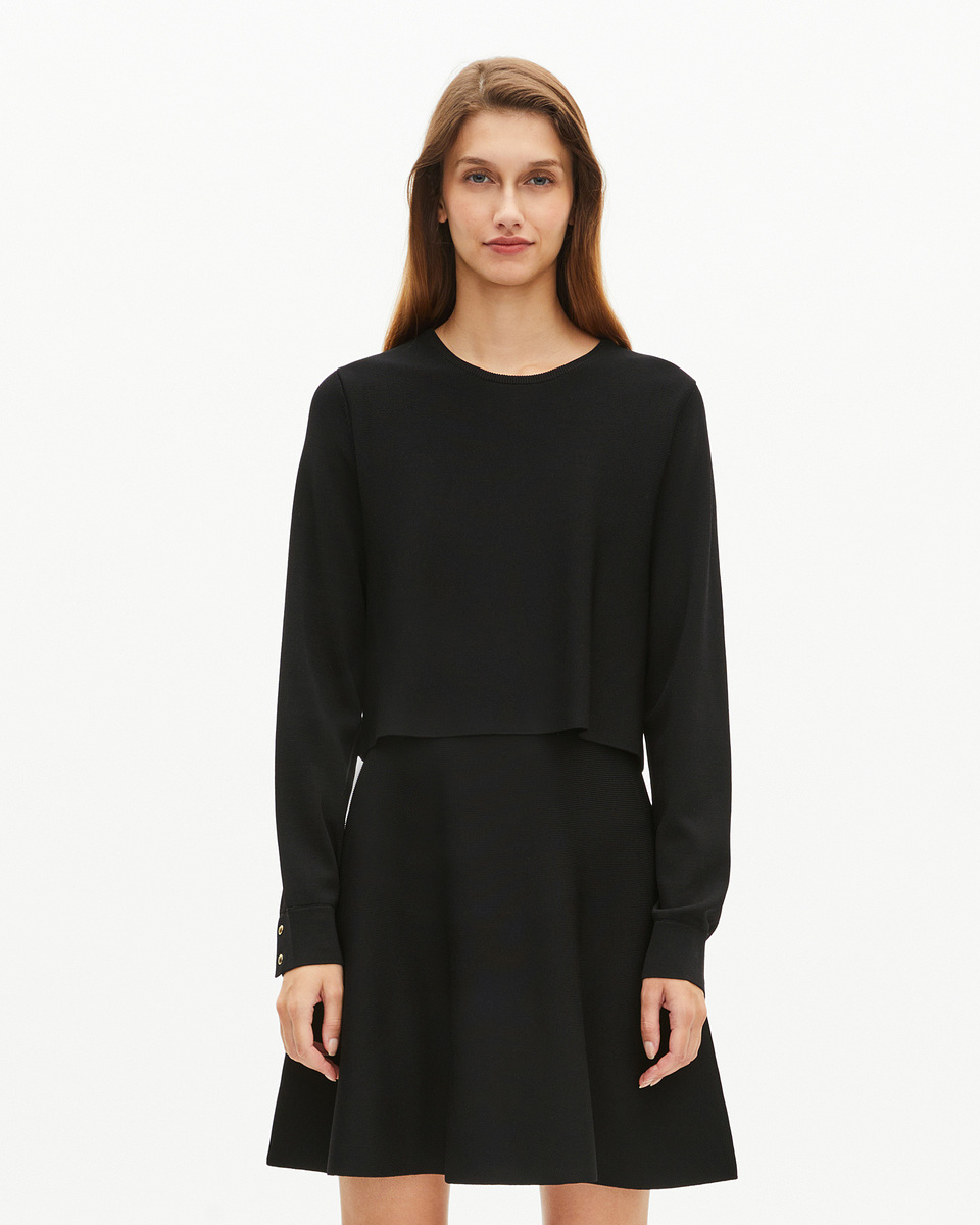 Short trompe l'oeil dress in black mesh
