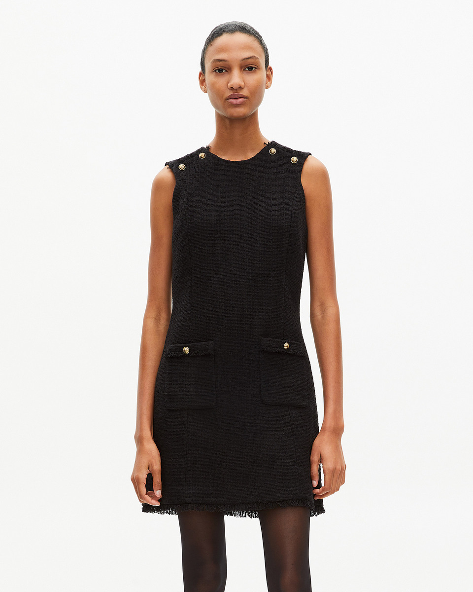 Short black tweed dress