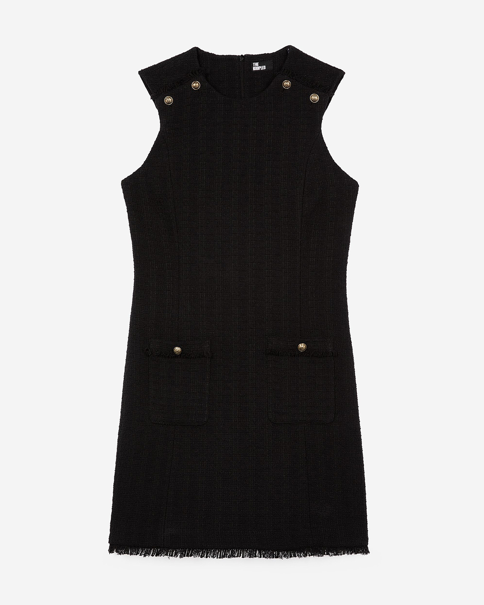 Short black tweed dress