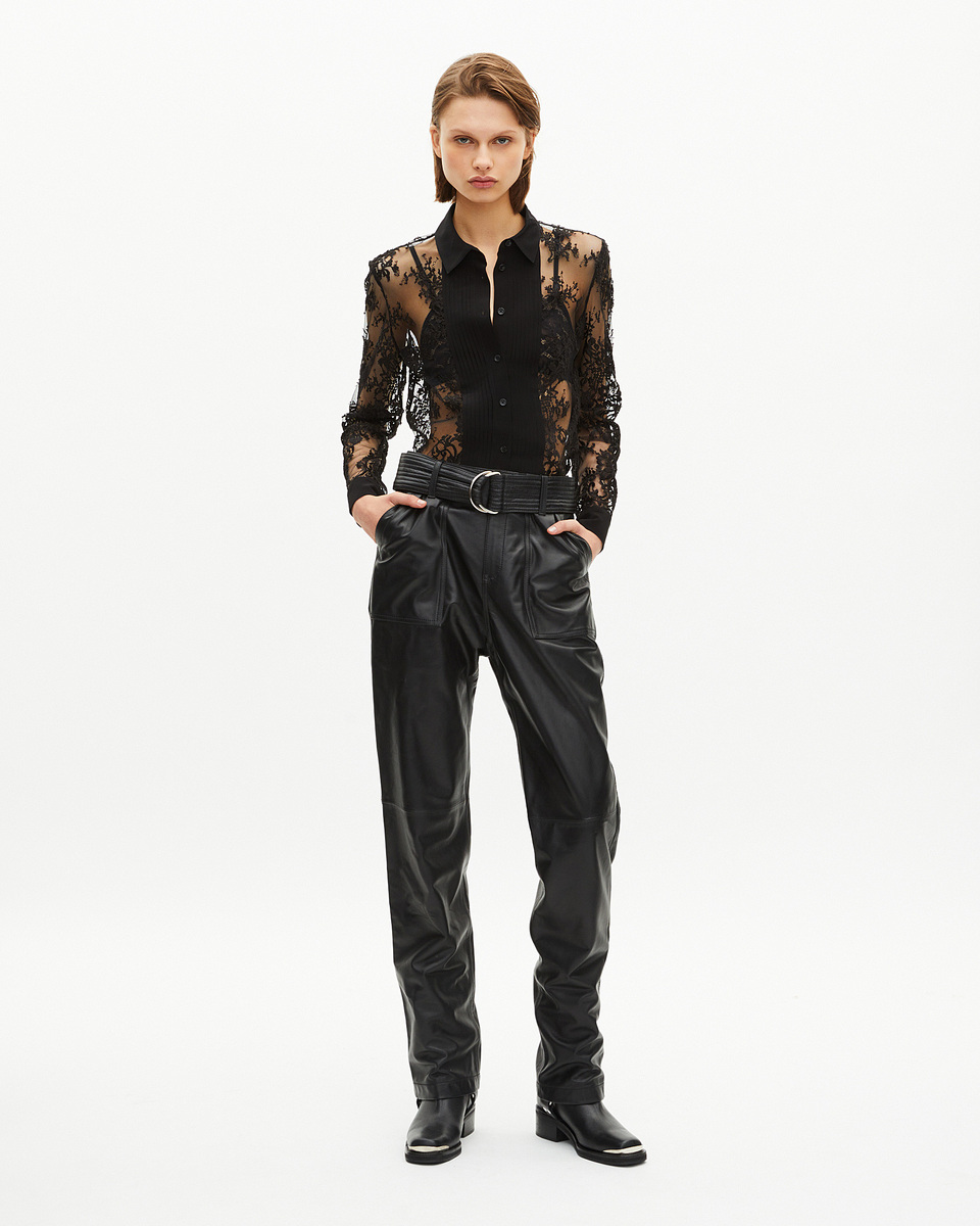 Straight-leg leather pants