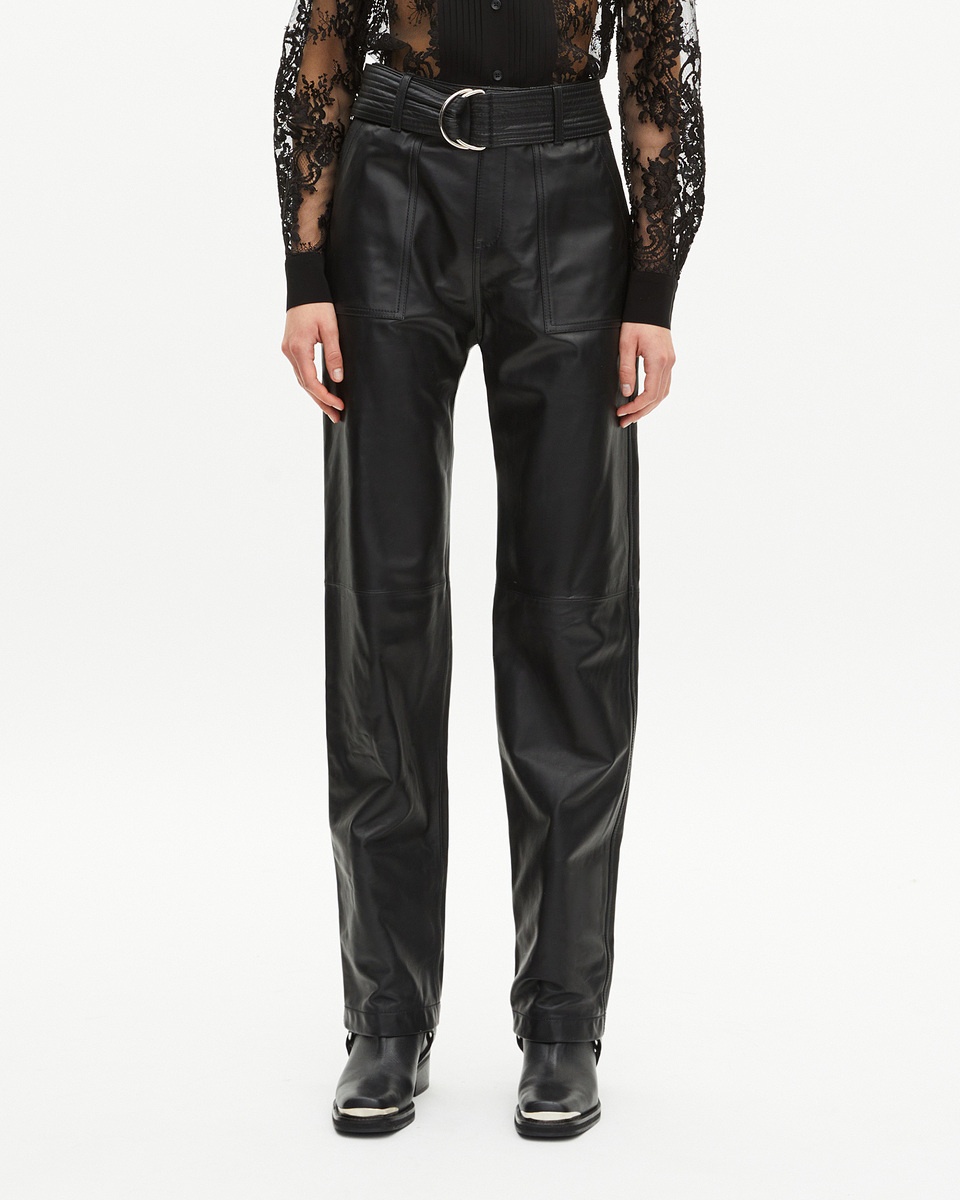 Straight-leg leather pants