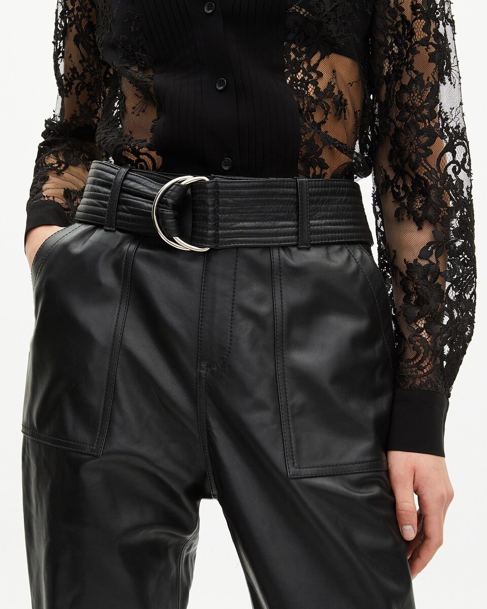 Straight-leg leather pants