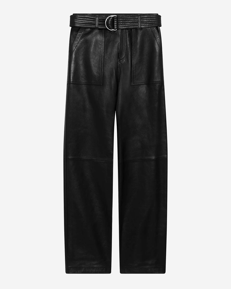 Straight-leg leather pants