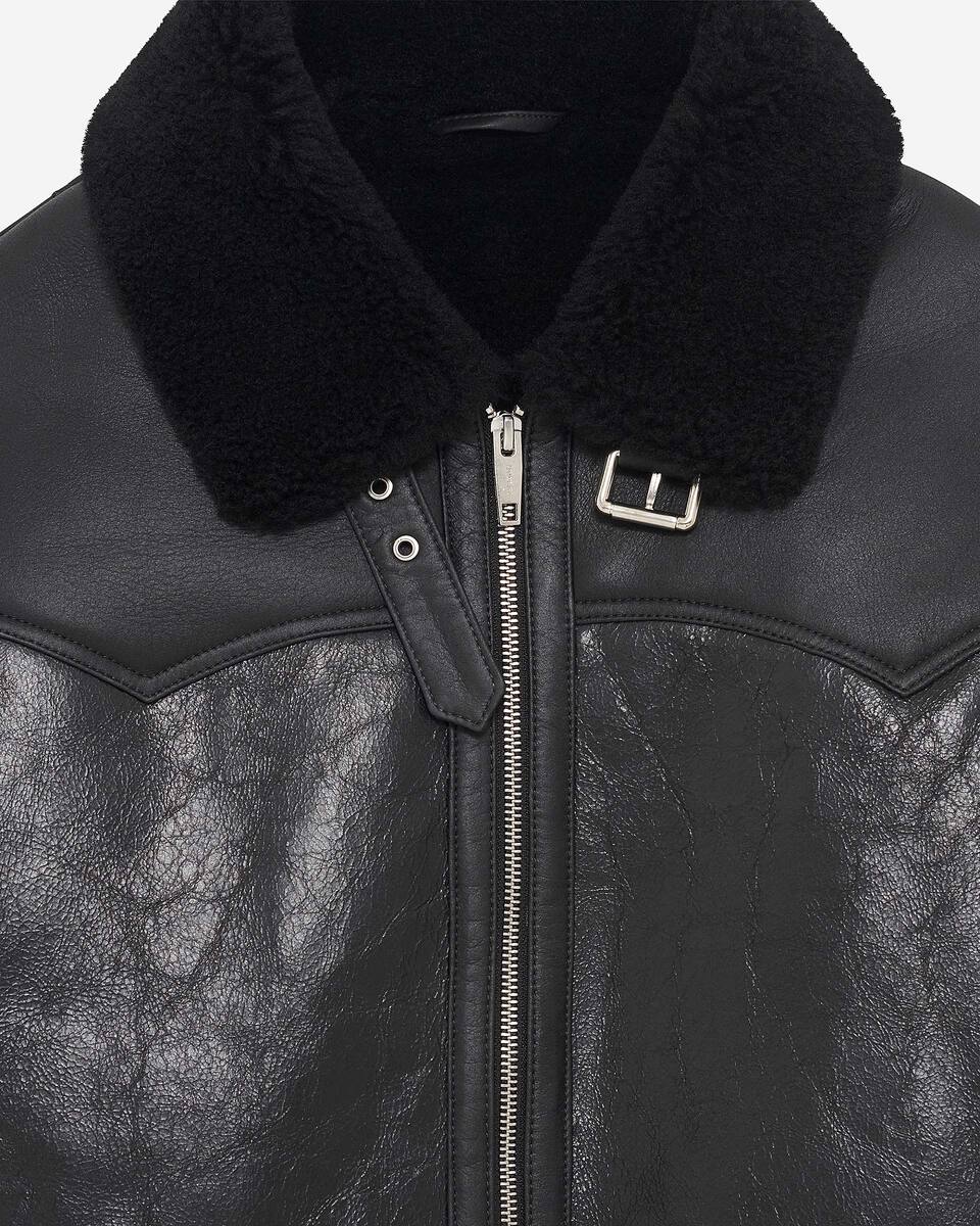 Short black sherpa fleece with sherpa collar