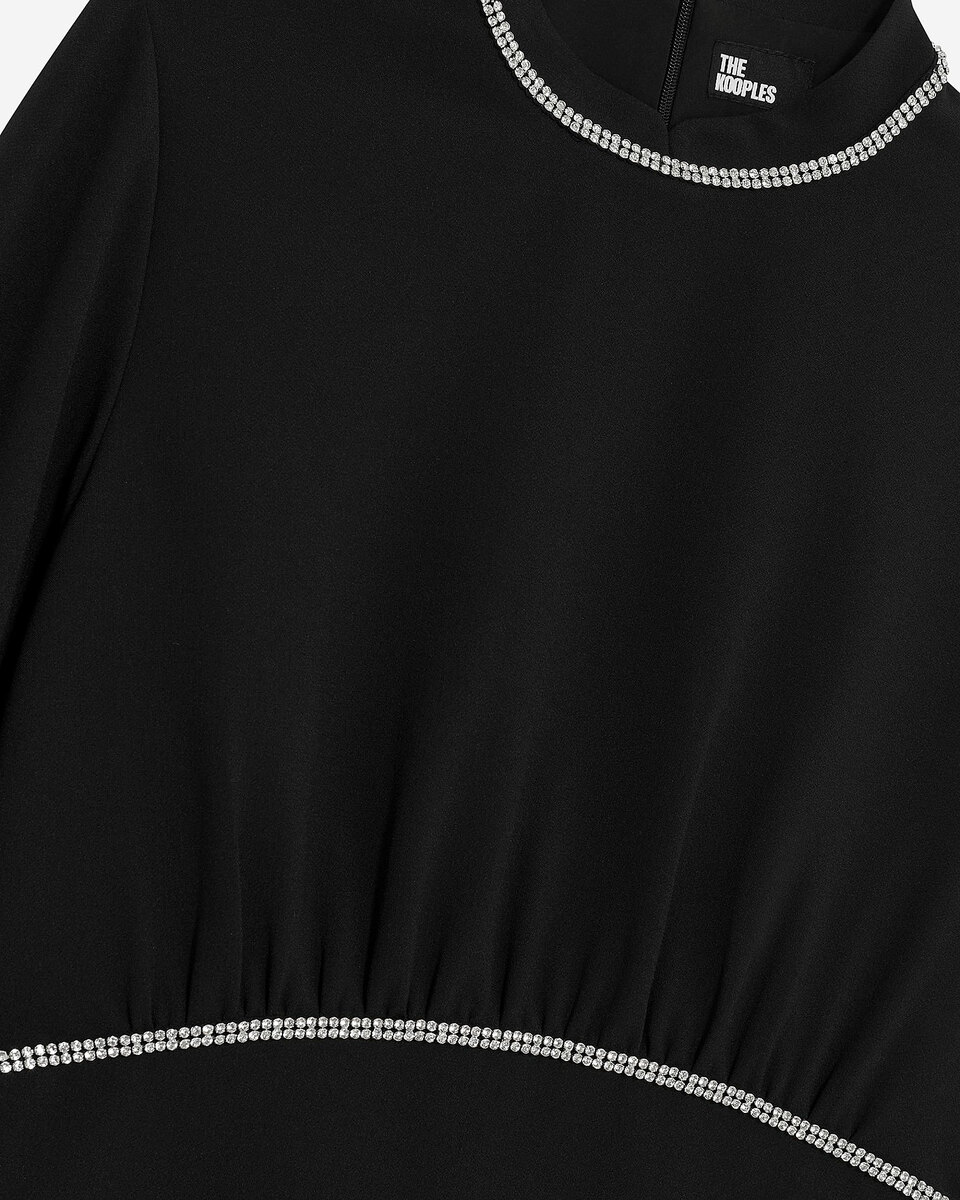 Short dress with black rhinestone details