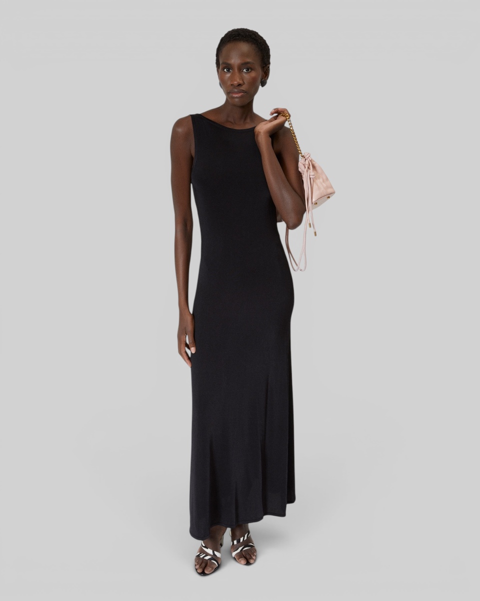 Mesh maxi dress with black chain back