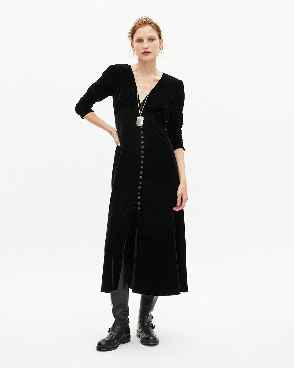 Black velvet maxi dress