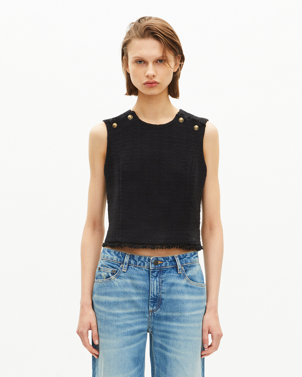 Black tweed top