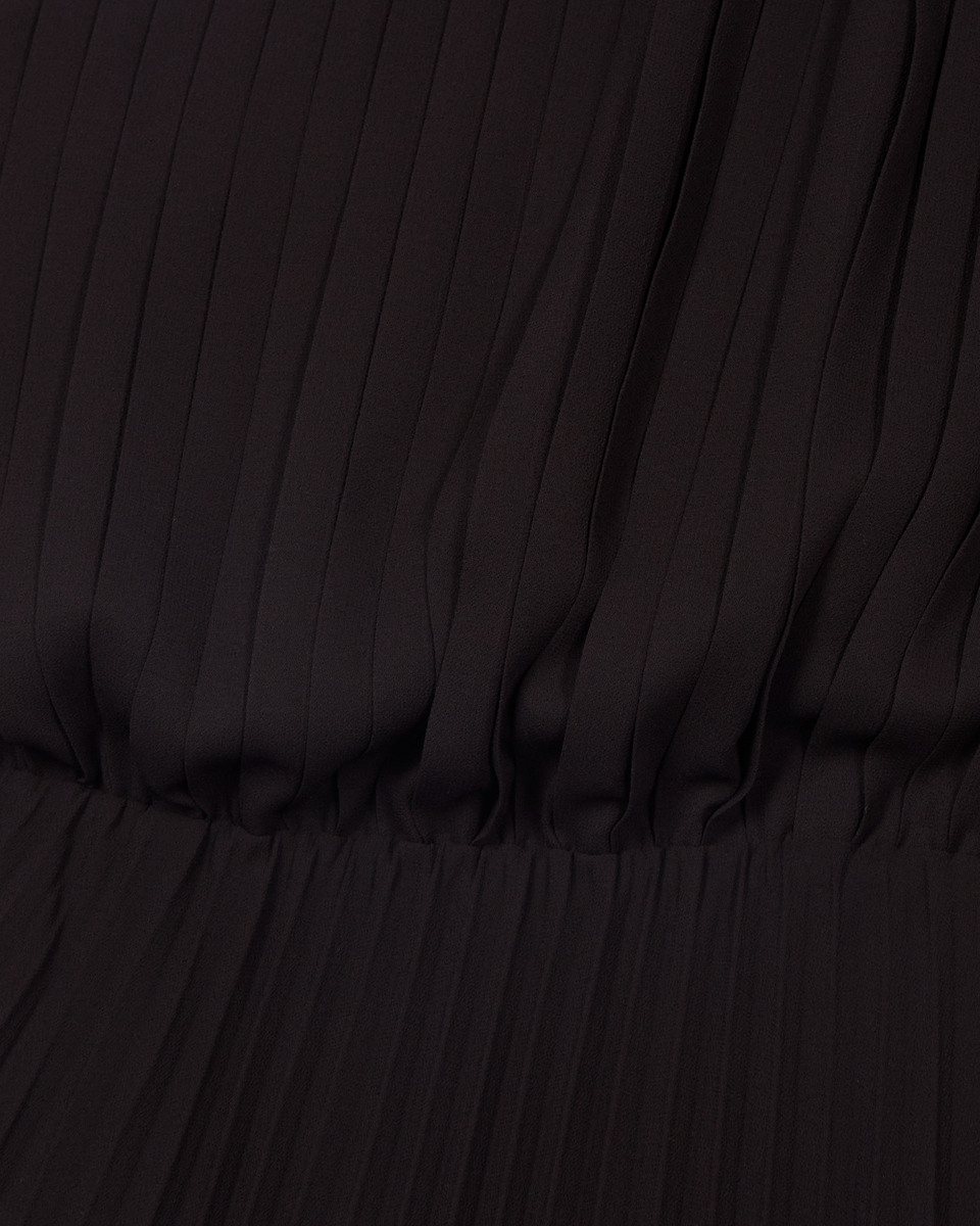 Black asymmetrical pleated maxi dress