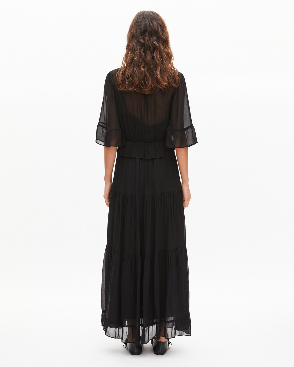 Black ruffled maxi dress