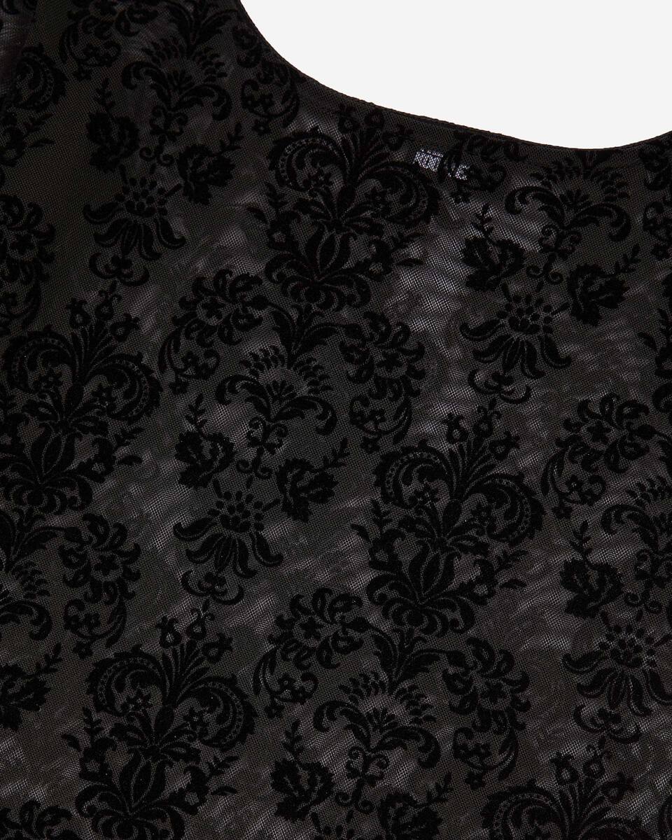 Mesh bodysuit with black flocking