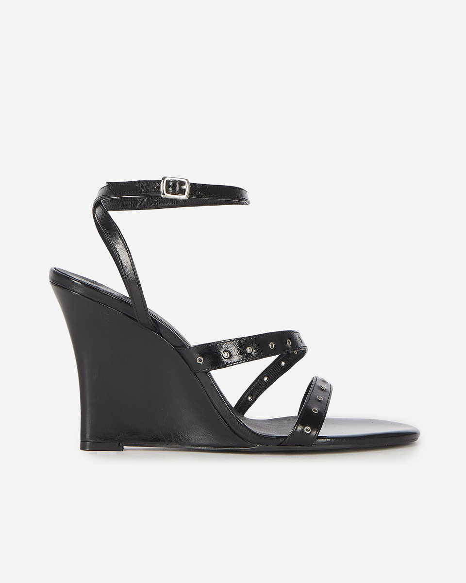 Wedge-heeled sandals with black studs