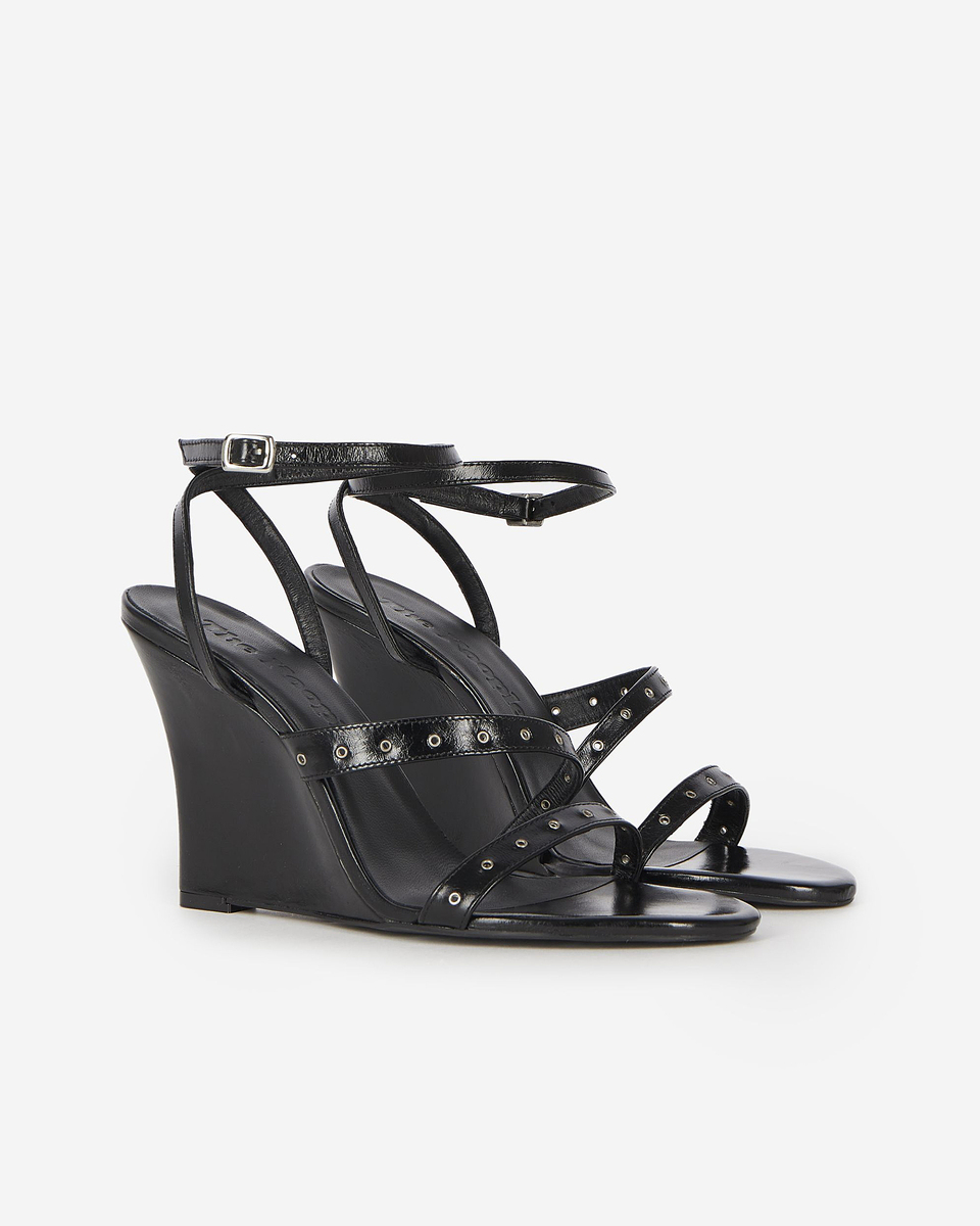 Wedge-heeled sandals with black studs