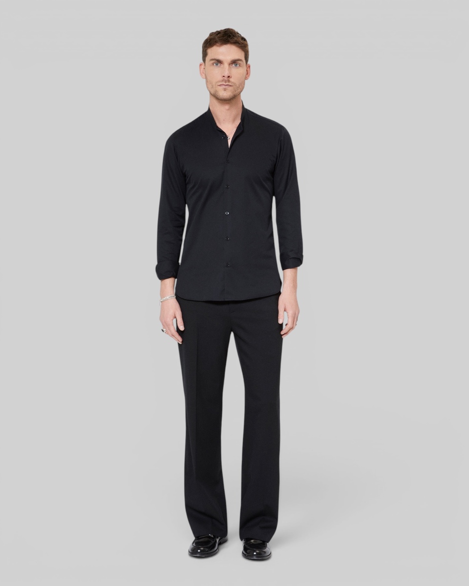 Semi-elasticated wide-leg pants, black