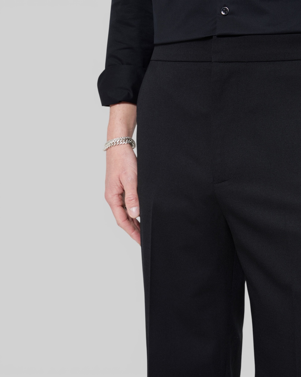 Semi-elasticated wide-leg pants, black