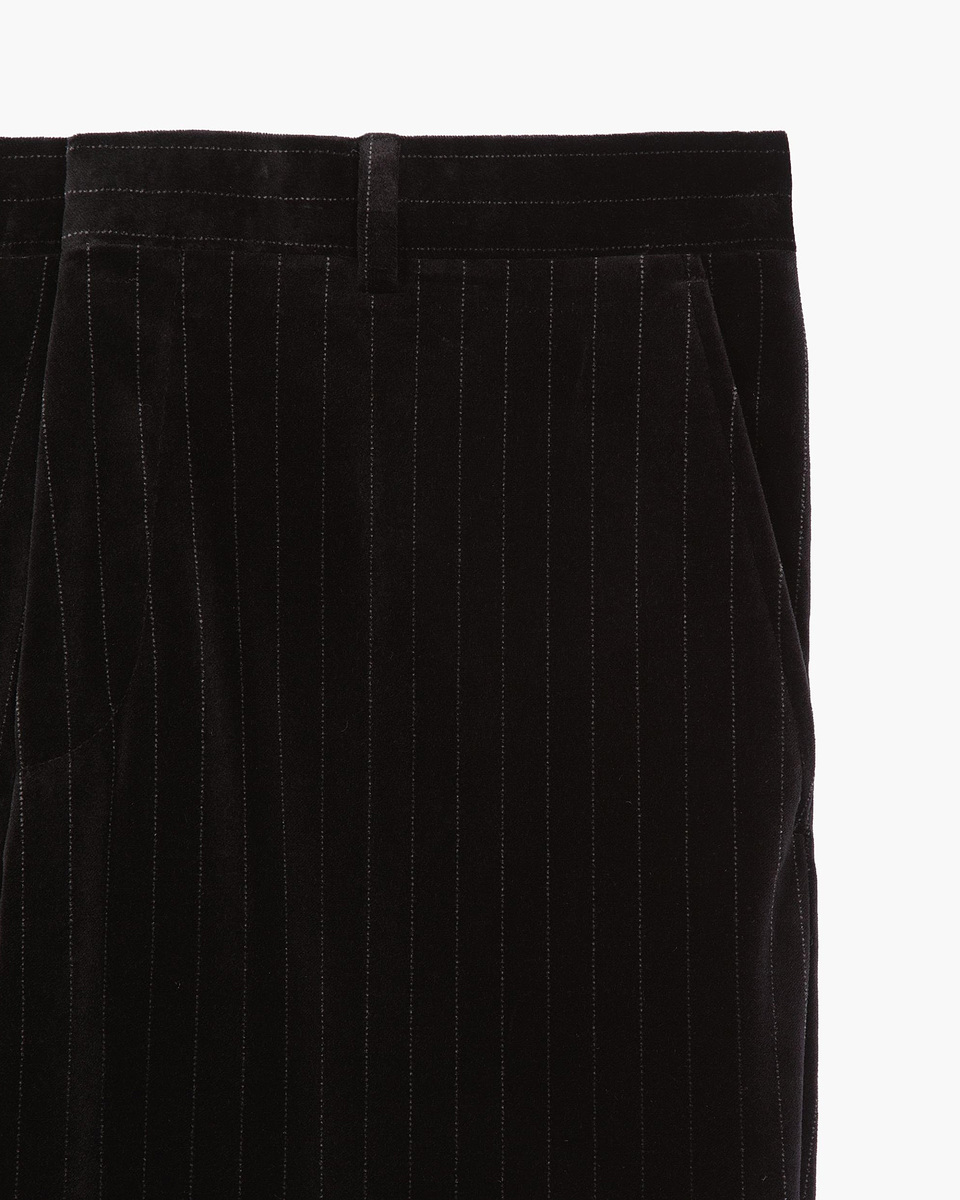 Straight black velvet suit pants