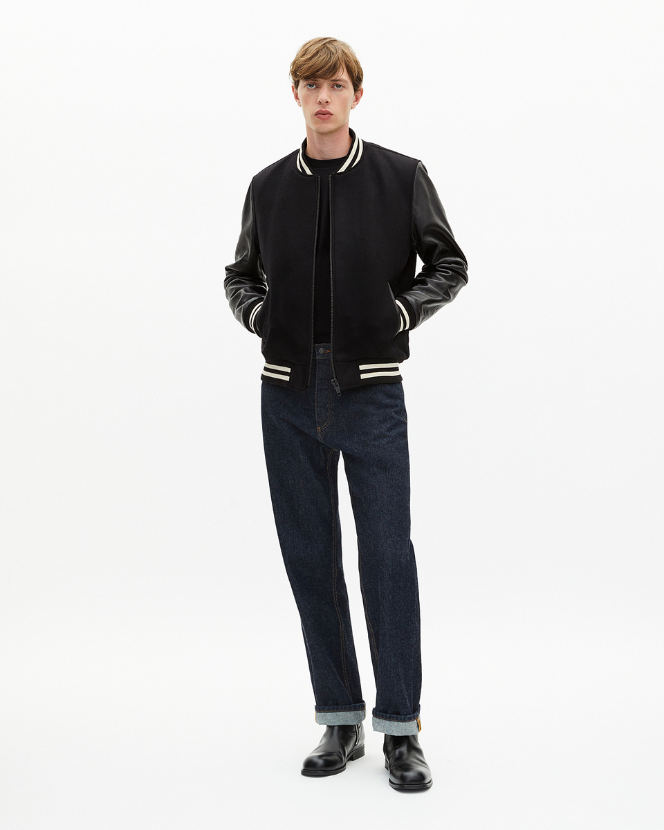 Black varsity wool jacket